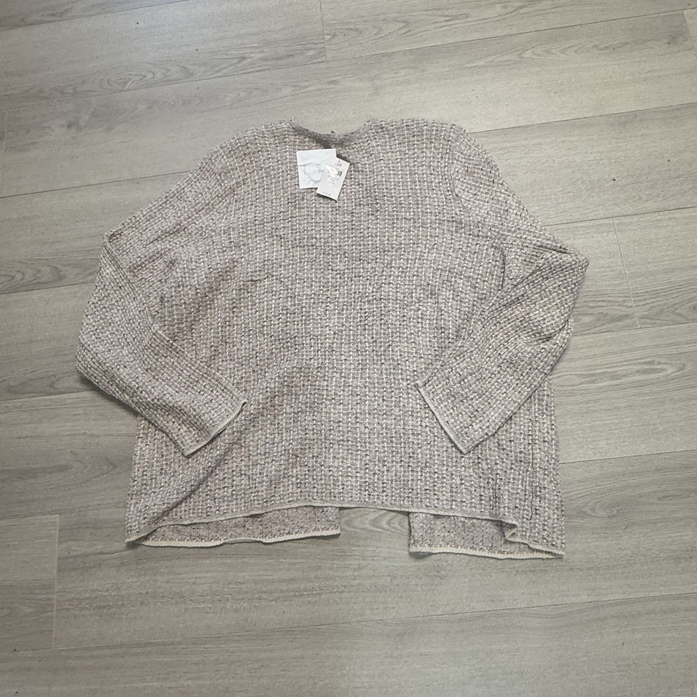 J Jill Sweater Cardigan Pink Gray Girly Spring Knit Pockets Size 3X New - Picture 8 of 9